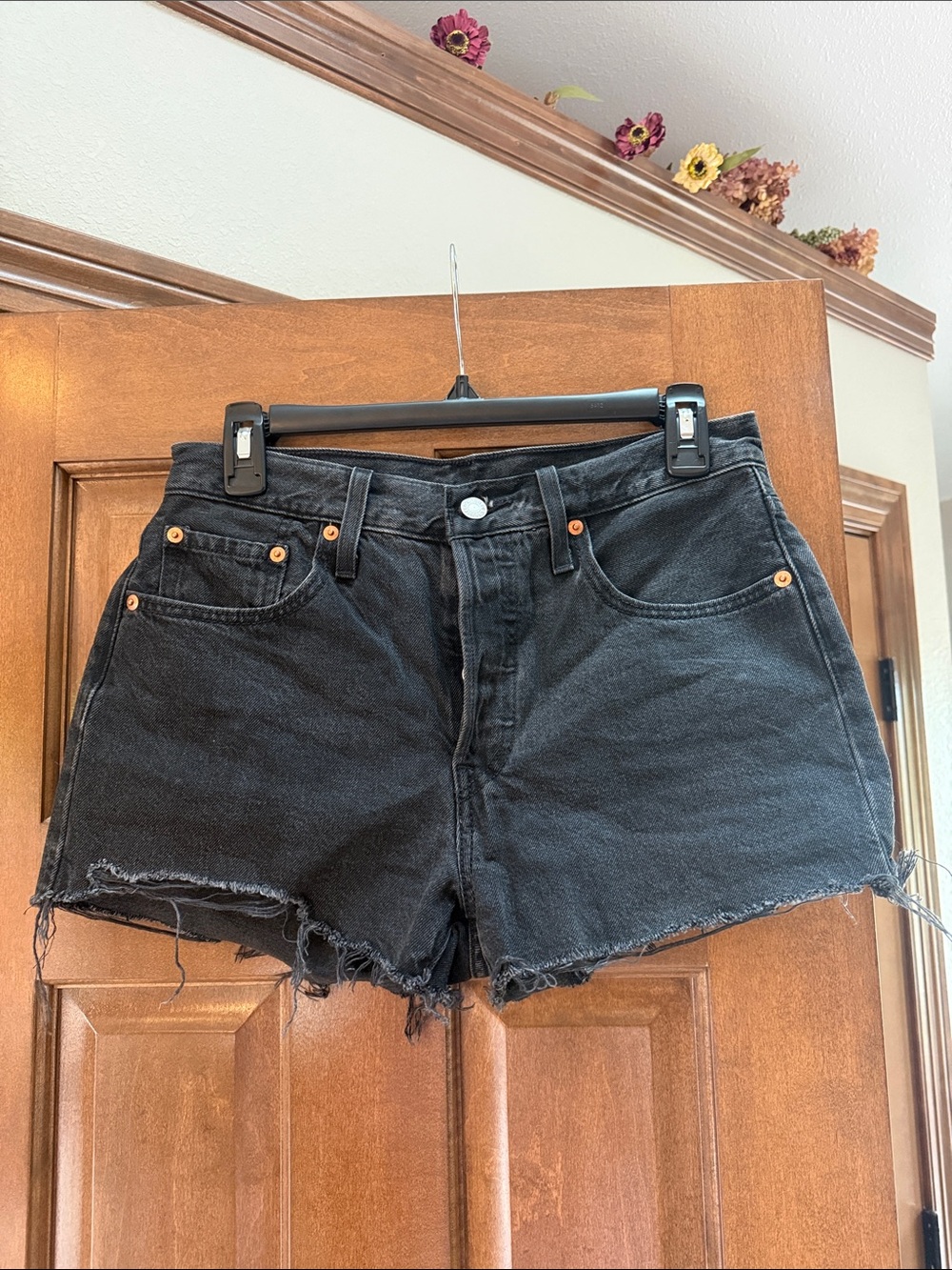 Levi's Black Distressed Cutoff Jean Shorts
